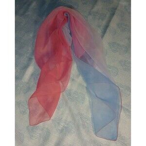 Vtg Lord &Taylor Chiffon Scarf Pink Blue Gradient Retro Chic Elegant 28X28